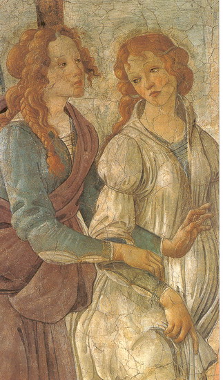 Боттичелли (Botticelli) Сандро (наст. Алессандро Ф: Фрески виллы Лемми. Фрагмент. Две женские фигуры