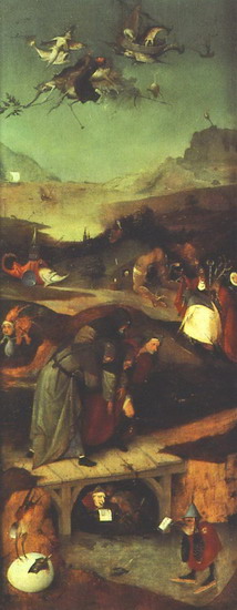 Босх (Bosch; собственно ван Акен, van Aeken) Иероним (Хиеронимус): Искушение Св.Антония. Левое крыло
