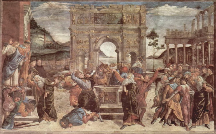 Боттичелли (Botticelli) Сандро (наст. Алессандро Ф: Фрески Сикстинсккой капеллы. Наказание левитов