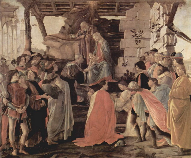 Боттичелли (Botticelli) Сандро (наст. Алессандро Ф: Алтарь Заноби. Поклонение волхвов с изображениями смьи Медичи