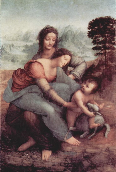Да Винчи Леонардо: Анна, Мария и младенец Иисус