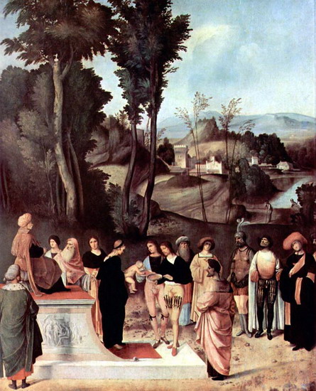 Джорджоне (Giorgione) (наст. имя и фам. Джорджо Ба: Нахождение Моисея