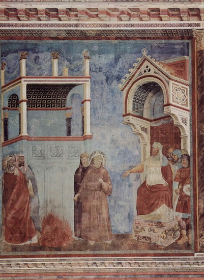 Джотто ди Бондоне (Giotto di Bondone) : Жизнь Св. Франциска Ассизского. Испытание огнем перед султаном