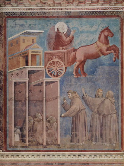 Джотто ди Бондоне (Giotto di Bondone) : Жизнь Св.Франциска Ассизского. Фрагмент. Видение огненной колесницы