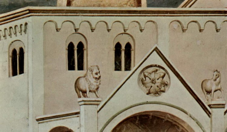 Джотто ди Бондоне (Giotto di Bondone) : Изгнание торгующих из храма. Фрагмент 6