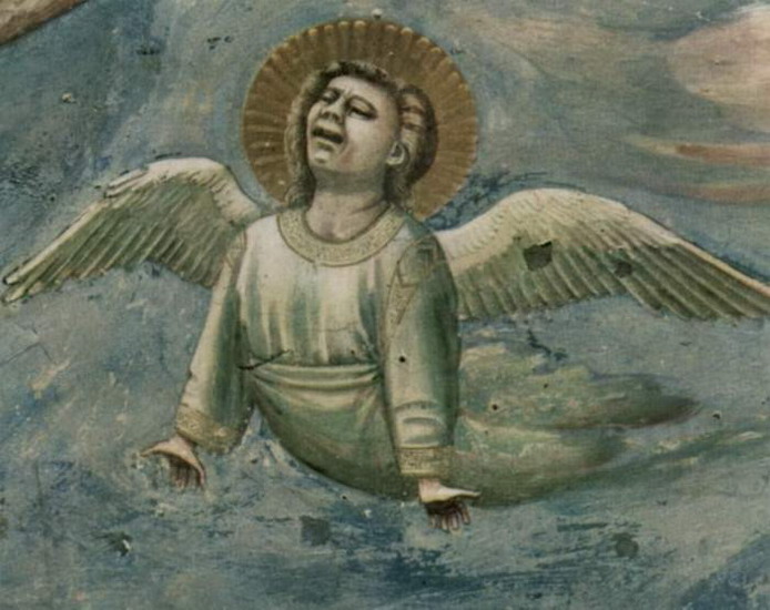 Джотто ди Бондоне (Giotto di Bondone) : Оплакивание Христа. Фрагмент. Скорбящий ангел 4