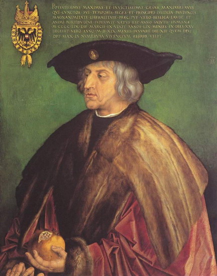 Дюрер (Durer) Альбрехт : Портрет императора Максимиллиана на зеленом фоне