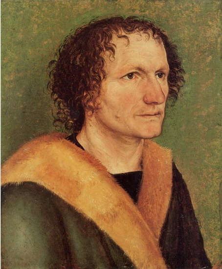 Дюрер (Durer) Альбрехт : Портрет мужчины на зеленом фоне