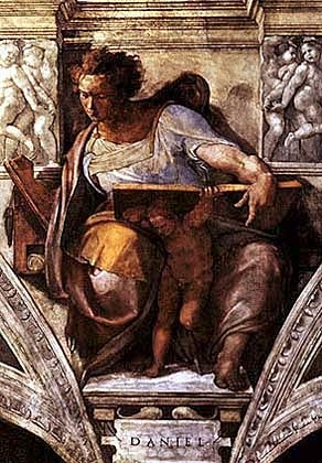 Микеланджело Буонарроти (Michelangelo Buonarroti) : Пророк Даниил. Фреска свода Сискстинской капеллы.