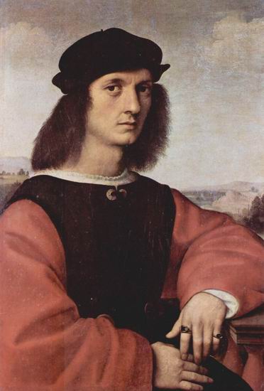 Рафаэль (наст. имя Рафаэлло Санти) (Raffaello Sant: Портрет молодого человека на фоне пейзажа