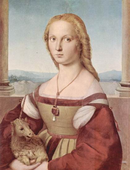 Рафаэль (наст. имя Рафаэлло Санти) (Raffaello Sant: Портрет молодой женщины с единорогом