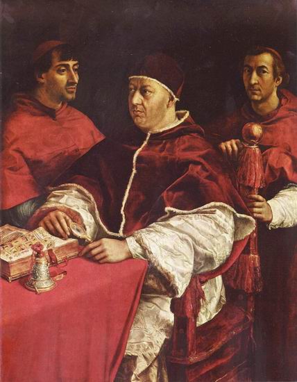 Рафаэль (наст. имя Рафаэлло Санти) (Raffaello Sant: Портрет папы Льва X с кардиналами Джулио Медичи и Луиджи Росси