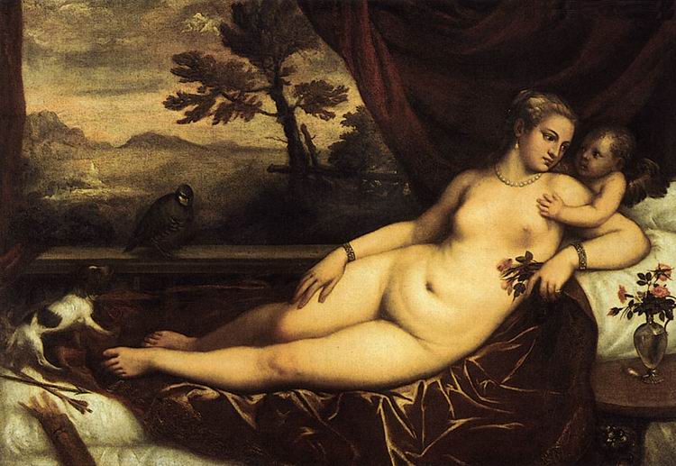 Тициан (Тициано Вечеллио) (Tiziano Vecellio): Венера и Амур