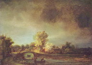 Рембрандт Харменс ван Рейн: Пейзаж с каменным мостом