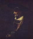 Рембрандт Харменс ван Рейн: Портрет мужчины с жемчугами в шляпе