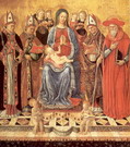 Боккати Джованни: Мария с младенцем на троне в окружении Св. Ювеналия, Сабина, Августина
