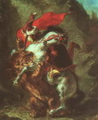 Делакруа (Delacroix) Эжен : Арабский всадник, сражающийся со львом
