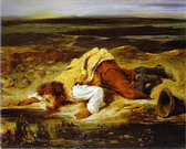Делакруа (Delacroix) Эжен : Смертельно раненный разбойник, утоляющий жажду