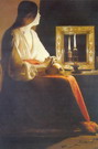 Латур (La Typ) (La Tour) Жорж де: Магдалина со свечой и зеркалом