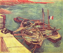 Ван Гог (van Gogh) Винсент : Лодки с песком у причала