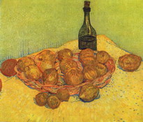 Ван Гог (van Gogh) Винсент : Натюрморт с бутылкой, лимонами и апельсинами