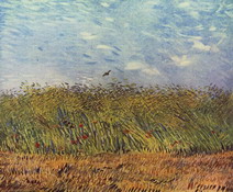 Ван Гог (van Gogh) Винсент : Нива с маками и жаворонком