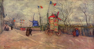 Ван Гог (van Gogh) Винсент : Уличная сцена на Мнмартре Мельница в Пуавре