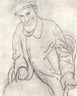Пикассо Пабло: Портрет Ренуара. Рисунок углем и карандашом