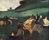 Дега (Degas) Эдгар : Пейзаж с всадниками
