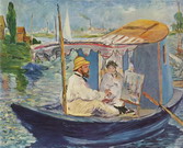 Мане (Manet) Эдуар: Клод Моне в своей плавучей мастерской