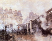 Моне (Monet) Клод: Мост Европы. Вокзал Сен-Лазар в Париже