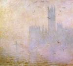 Моне (Monet) Клод: Чайки в Лондоне. Здание Парламента