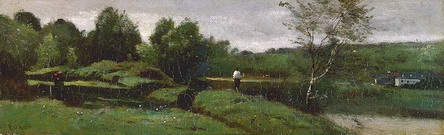 Коро (Corot) Жан Батист Камиль : Пейзаж с мальчиком в белой рубашке