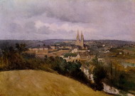 Коро (Corot) Жан Батист Камиль : Вид Сен-Ло с рекой Вир на переднам плане
