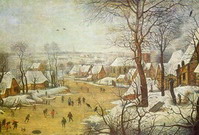 Брейгель (Breughel, Brueghel или Bruegel) Питер, С: Зимний пейзаж с конькьбежцами и ловушкой для птиц