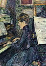Тулуз-Лотрек (De Toulouse-Lautrec) Анри Мари Раймо: Мадемуазель Дио за фортепиано