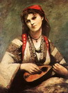 Коро (Corot) Жан Батист Камиль : Цыганка с мандолиной
