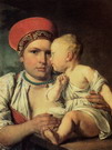 Венецианов Алексей Гаврилович : Кормилица с ребенком