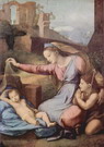 Рафаэль (наст. имя Рафаэлло Санти) (Raffaello Sant: Мария и Иоанн Креститель, поклоняющиеся спящему Христу