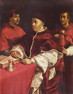Рафаэль (наст. имя Рафаэлло Санти) (Raffaello Sant: Портрет папы Льва X с кардиналами Джулио Медичи и Луиджи Росси