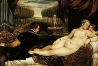 Тициан (Тициано Вечеллио) (Tiziano Vecellio): Венера и Амур с органистом