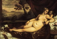 Тициан (Тициано Вечеллио) (Tiziano Vecellio): Венера и Амур