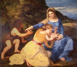 Тициан (Тициано Вечеллио) (Tiziano Vecellio): Мадонна с младенцем, святой Екатериной и маленьким Иоанном Крестителем