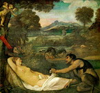 Тициан (Тициано Вечеллио) (Tiziano Vecellio): Юпитер и Антиопа (фрагмент)